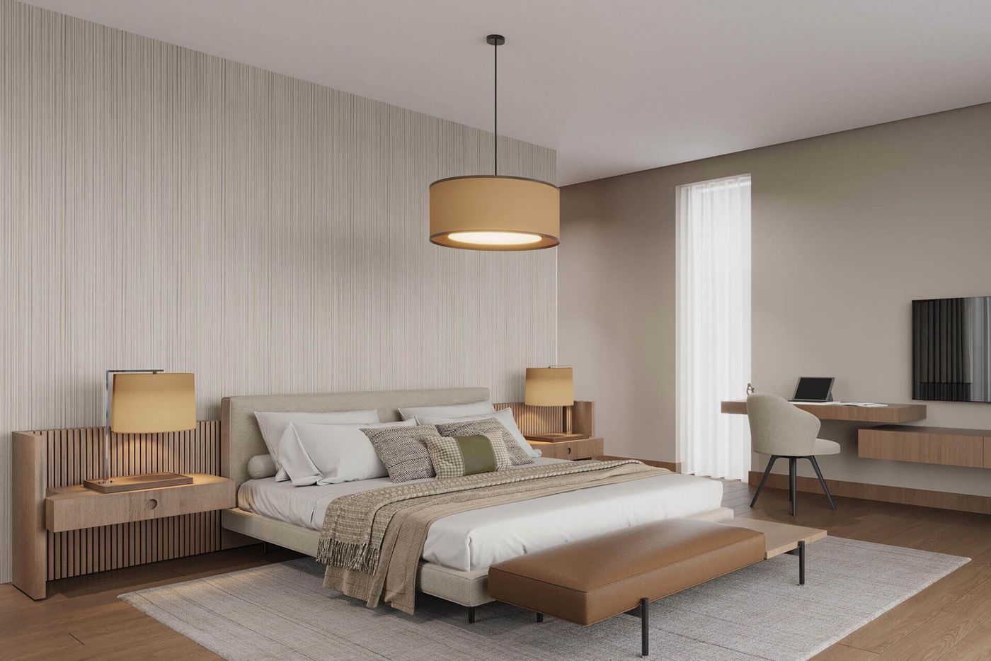 Sample photo: a calm bedroom with linen and lamps