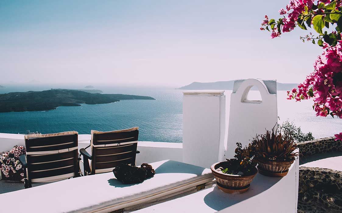 Sample photo: a white terrace above the sea